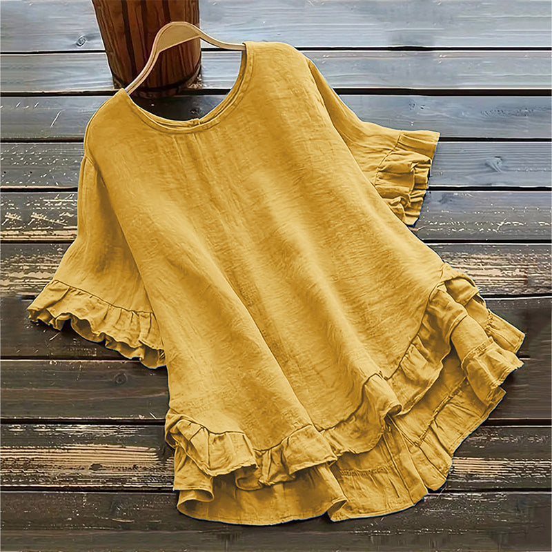 👚Women's Round Neck Ruffle Blouse