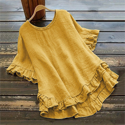 👚Women's Round Neck Ruffle Blouse