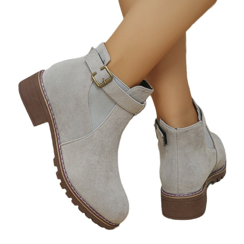🔥Women's Solid Elastic Low Heel Ankle Boots