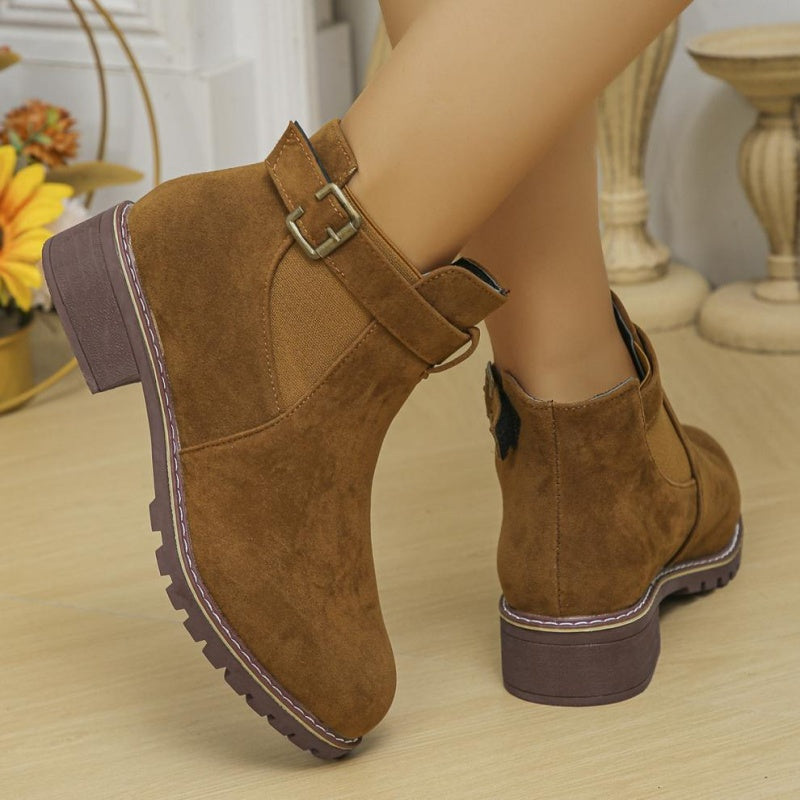 🔥Women's Solid Elastic Low Heel Ankle Boots