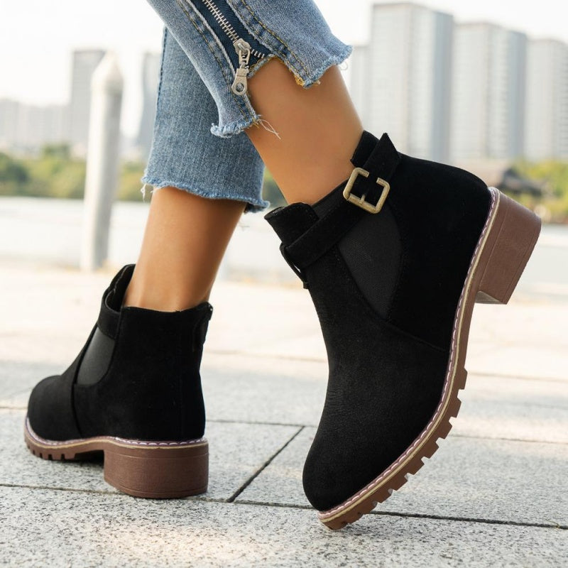 🔥Women's Solid Elastic Low Heel Ankle Boots