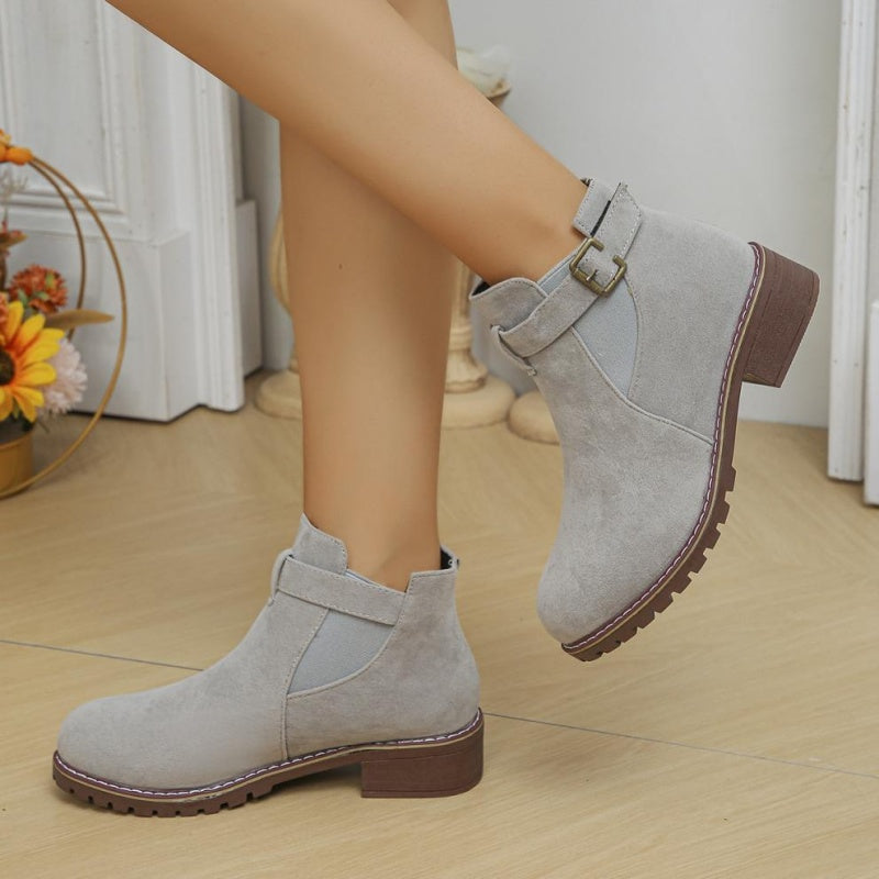 🔥Women's Solid Elastic Low Heel Ankle Boots