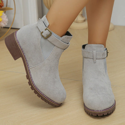 🔥Women's Solid Elastic Low Heel Ankle Boots