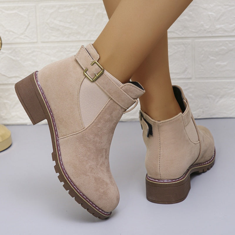 🔥Women's Solid Elastic Low Heel Ankle Boots