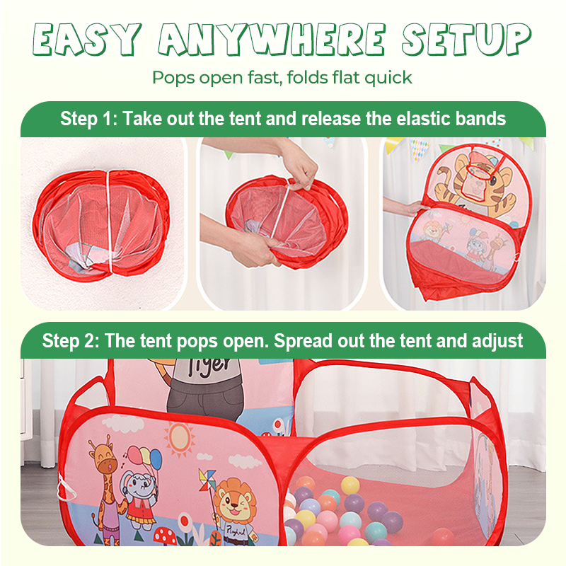 Foldable Children Ball Pool with Basketball Hoop