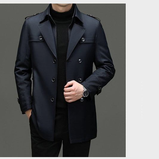 🔥Men's Medium-Length Trench Coat with Detachable Inner