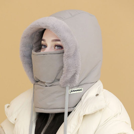 🧣❄️ Plush-Lined Thermal Hat with Face Mask - Full Head & Face Protection for Extreme Cold, Unisex Comfort for Skiing/Mountaineering 🏔️🔥