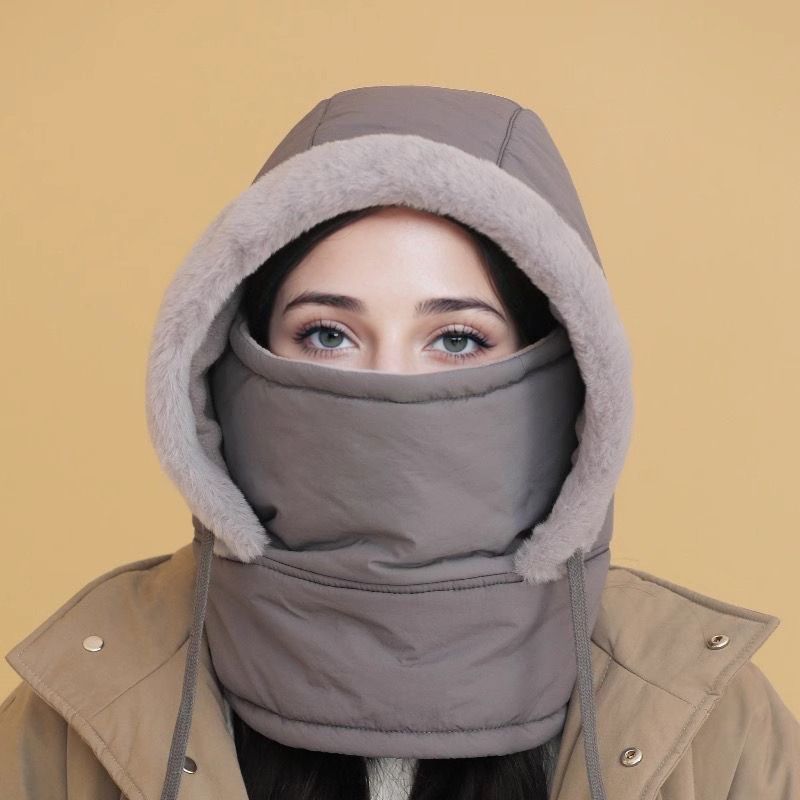 🧣❄️ Plush-Lined Thermal Hat with Face Mask - Full Head & Face Protection for Extreme Cold, Unisex Comfort for Skiing/Mountaineering 🏔️🔥