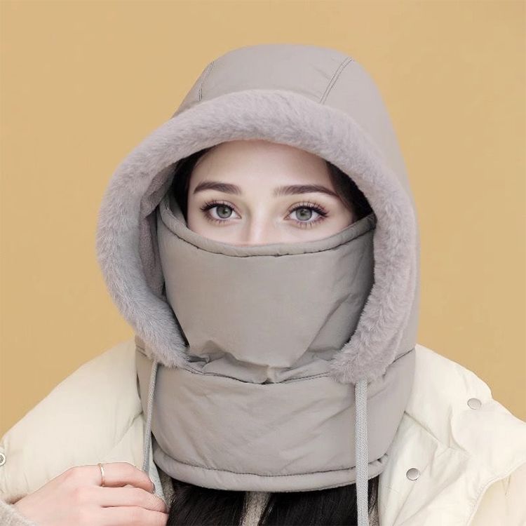 🧣❄️ Plush-Lined Thermal Hat with Face Mask - Full Head & Face Protection for Extreme Cold, Unisex Comfort for Skiing/Mountaineering 🏔️🔥