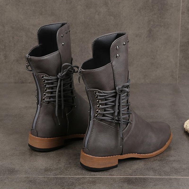 👠Women’s Lace-Up Low-Heel Round Toe Ankle Boots