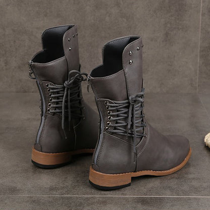 👠Women’s Lace-Up Low-Heel Round Toe Ankle Boots
