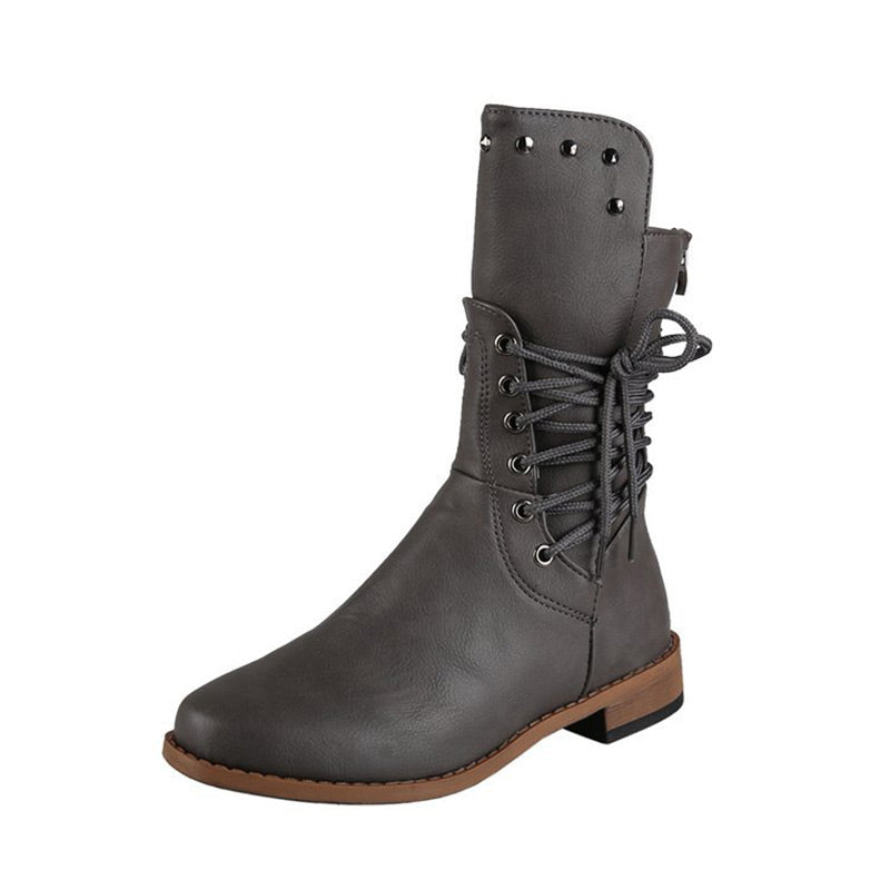👠Women’s Lace-Up Low-Heel Round Toe Ankle Boots