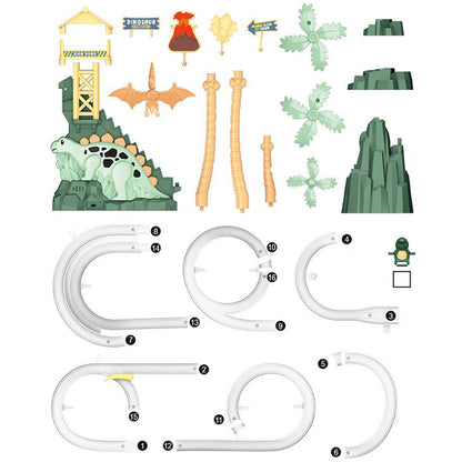 [Perfect Gift]Electric Dual Track Dinosaur Slide - Interactive Fun with Track Changes and Lights