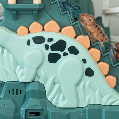 [Perfect Gift]Electric Dual Track Dinosaur Slide - Interactive Fun with Track Changes and Lights