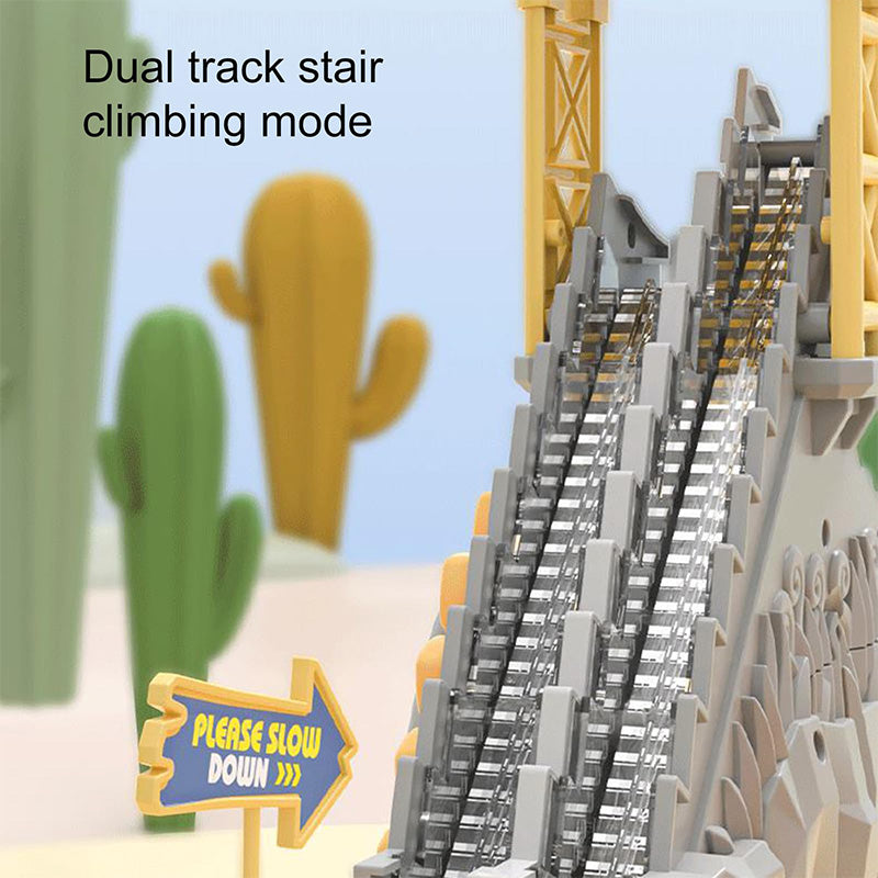 [Perfect Gift]Electric Dual Track Dinosaur Slide - Interactive Fun with Track Changes and Lights