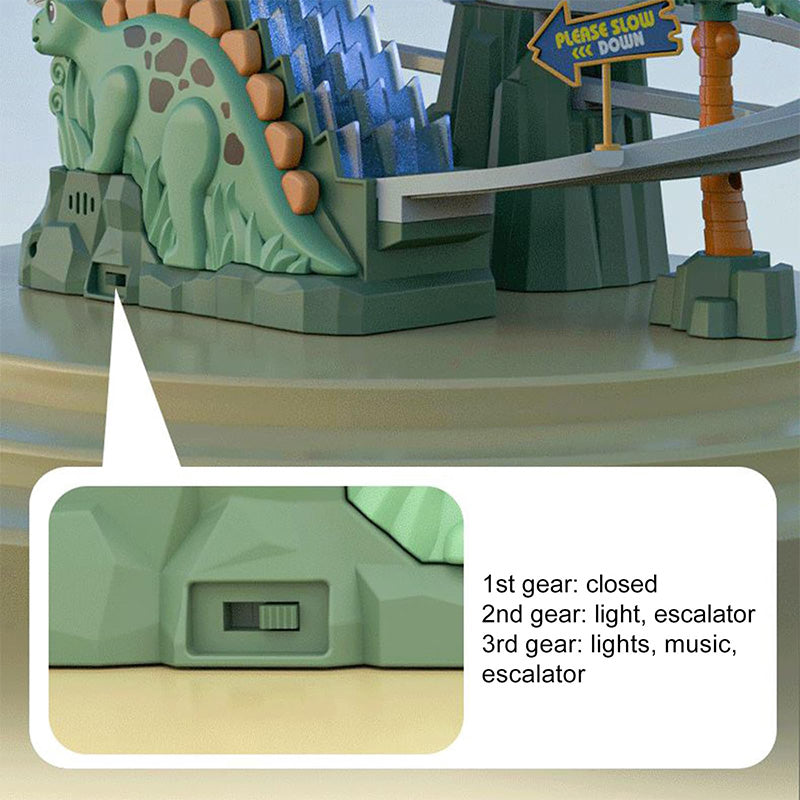 [Perfect Gift]Electric Dual Track Dinosaur Slide - Interactive Fun with Track Changes and Lights