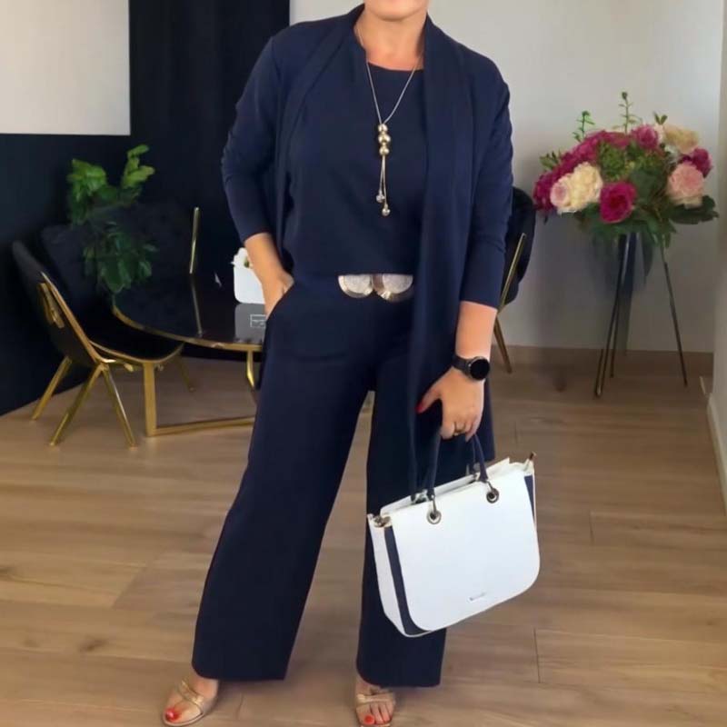 🔥Last day offer: 50% off-Elegant Longline Cardigan & Top & Pants 3-Pieces Set