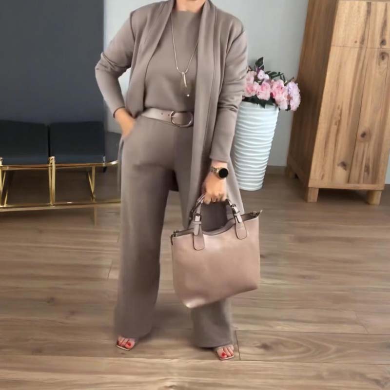 🔥Last day offer: 50% off-Elegant Longline Cardigan & Top & Pants 3-Pieces Set