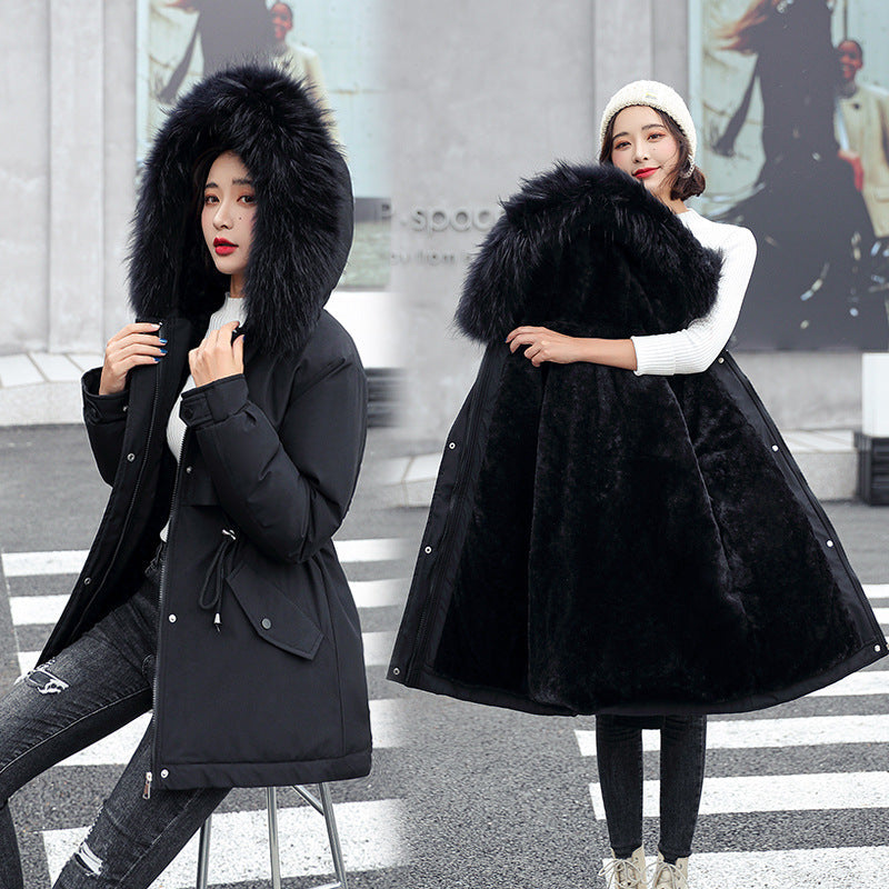 Best Gift- Woman’s Winter Loose Hooded Synthetic Fleece Thickened Parka Coat