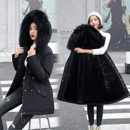 Best Gift- Woman’s Winter Loose Hooded Synthetic Fleece Thickened Parka Coat