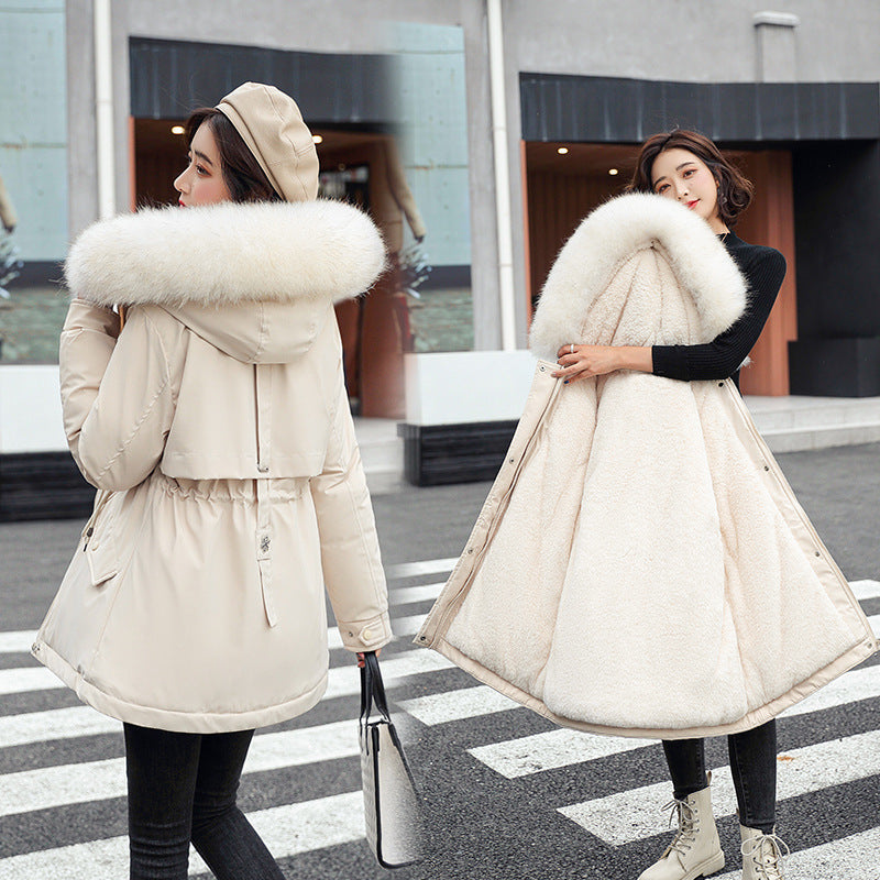 Best Gift- Woman’s Winter Loose Hooded Synthetic Fleece Thickened Parka Coat