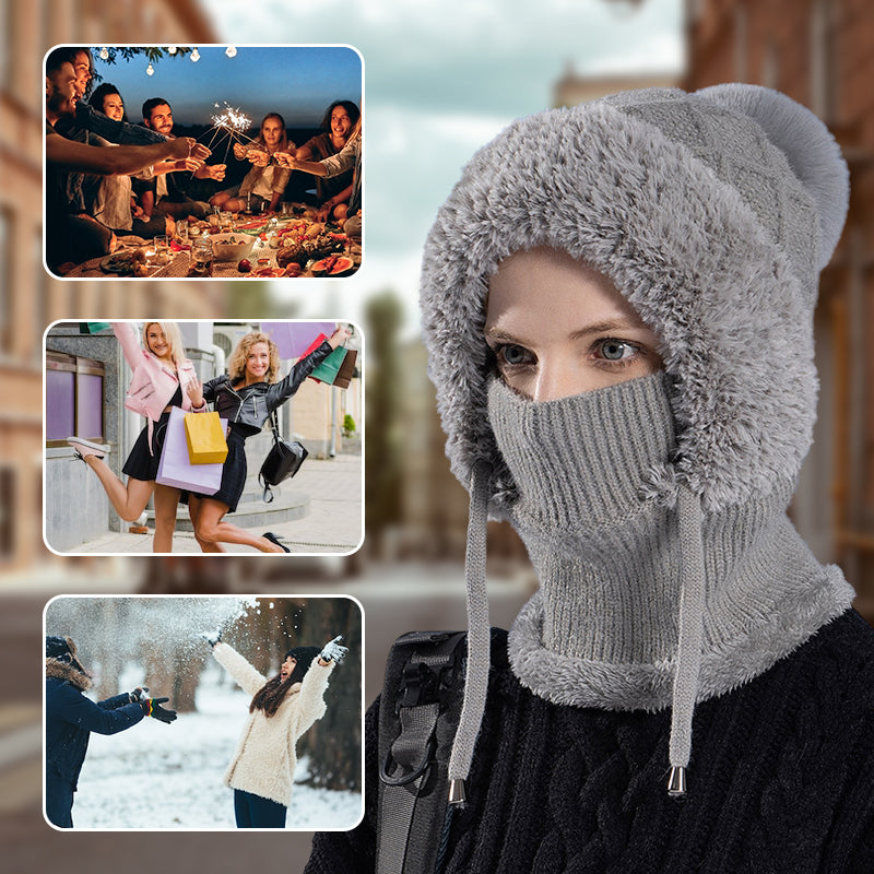 🔥New arrivals offer-Stylish Chunky Winter Knit Hat - With Warm Face Cover and Scarf