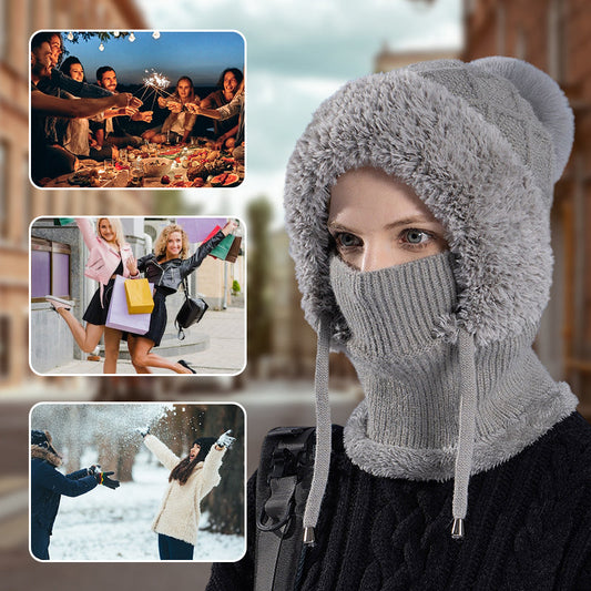 🔥New arrivals offer-Stylish Chunky Winter Knit Hat - With Warm Face Cover and Scarf