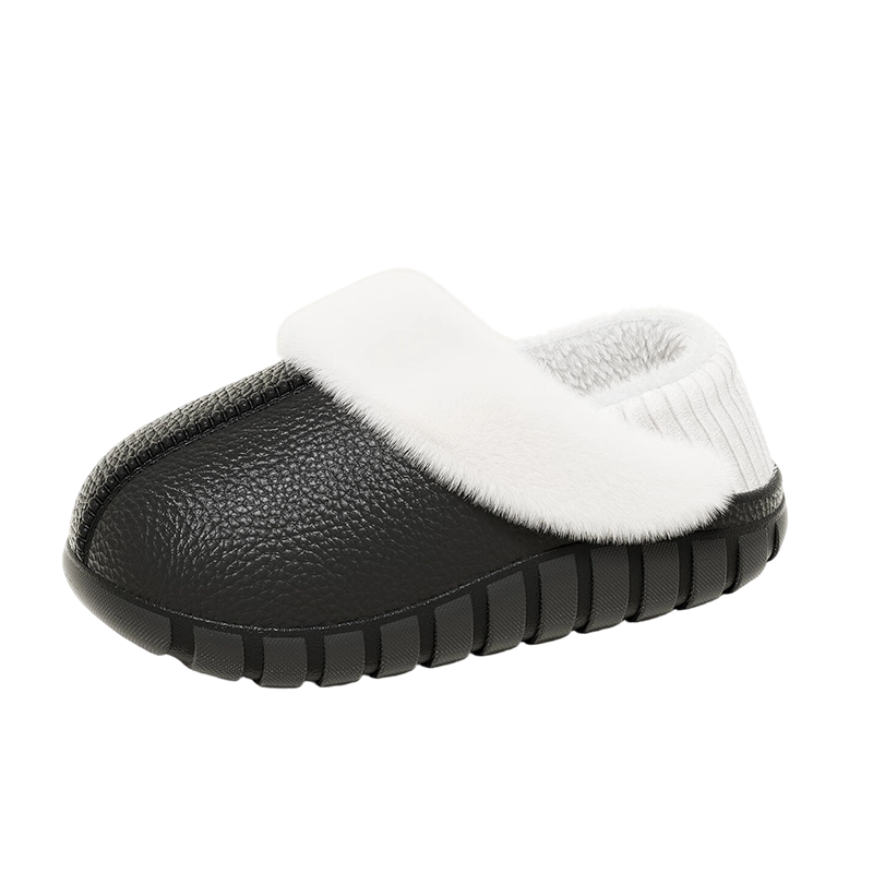 Plush-Lined Cotton Slippers with Covered Heel -🥰The lining is removable and machine washable!