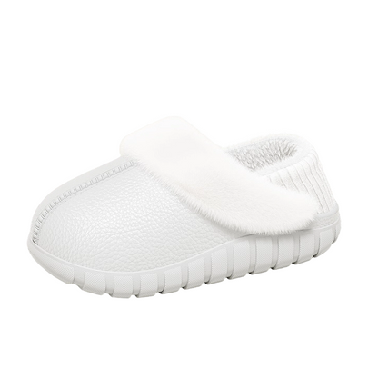 Plush-Lined Cotton Slippers with Covered Heel -🥰The lining is removable and machine washable!