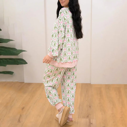 🌲🎀Cozy Christmas Long-Sleeve Top & Pants Set