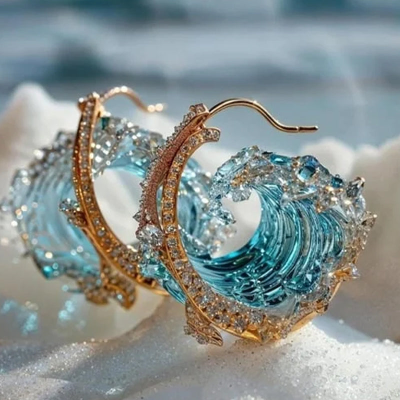 Elegant Blue Necklace Ring Earrings Set