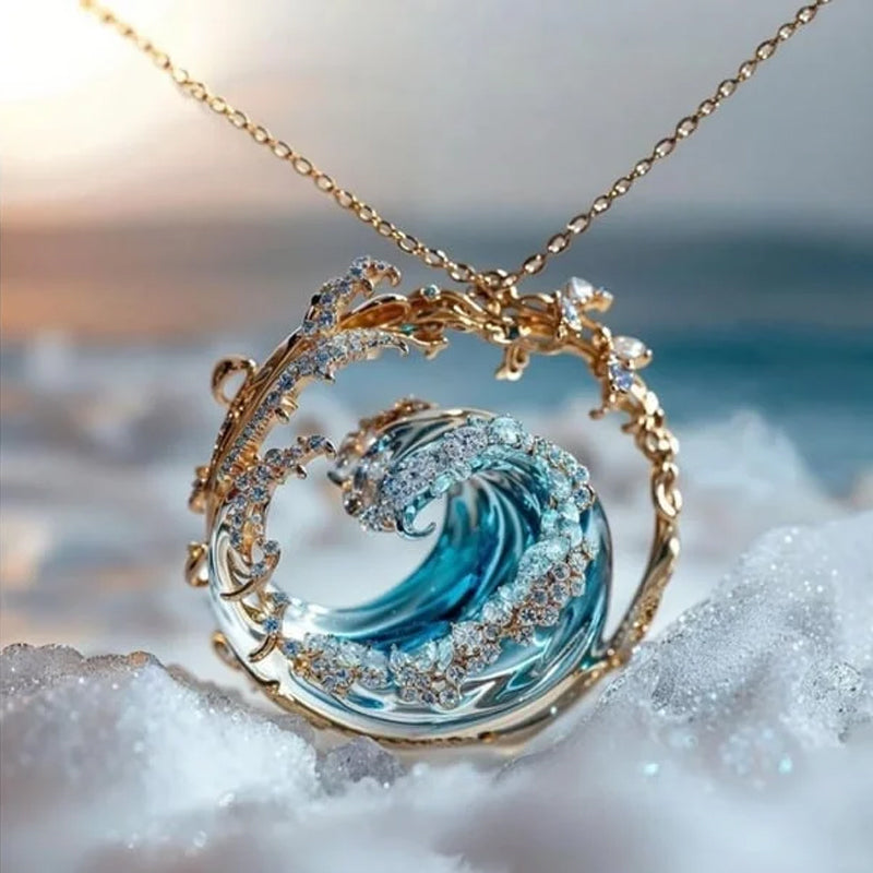 Elegant Blue Necklace Ring Earrings Set