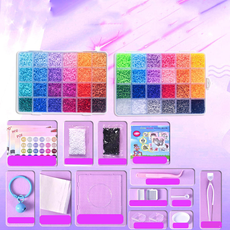 💝96-Color Fuse Beads Complete Kit✨ - Ultimate Set with Iron, Pegboards & Patterns for Endless DIY Crafts!🌟
