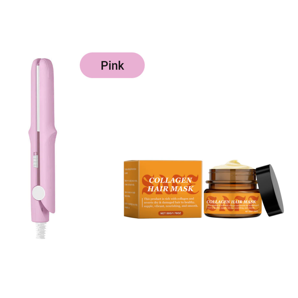 2-in-1 Mini Curling Wand & Flat Iron Hair Straightener