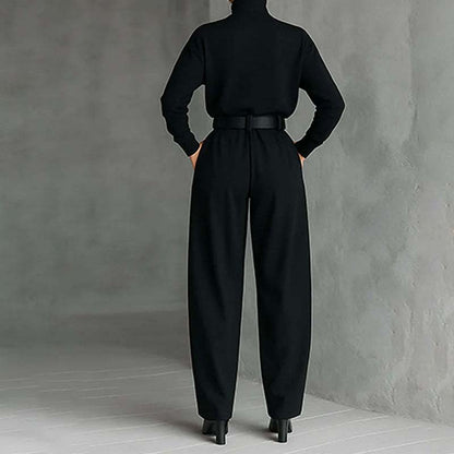 💕Women’s Elegant Turtleneck Top & High-Waist Pants Set (Get a Free Belt)