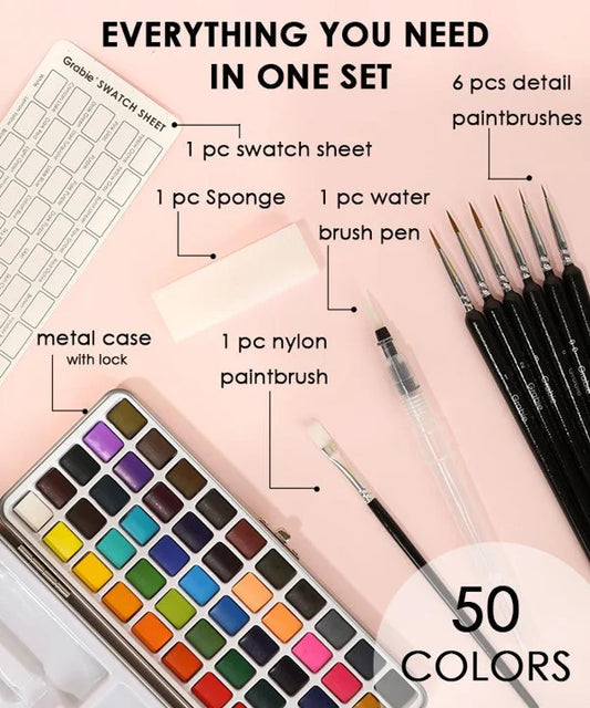 📢📢50%  OFF !! ⏰Premium Watercolor Set - Portable Paint Kit - Perfect for Gifting to Adults, Teens, Tweens, & Kids