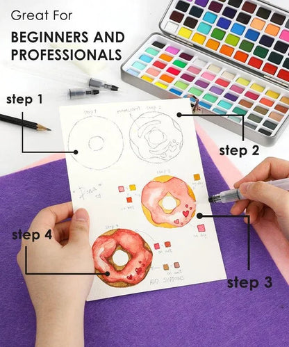 📢📢50%  OFF !! ⏰Premium Watercolor Set - Portable Paint Kit - Perfect for Gifting to Adults, Teens, Tweens, & Kids