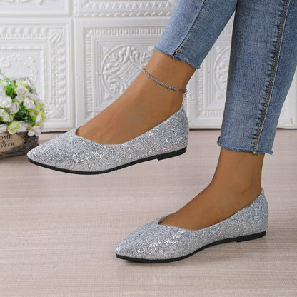 Women's Glitter Pointed Toe Flats