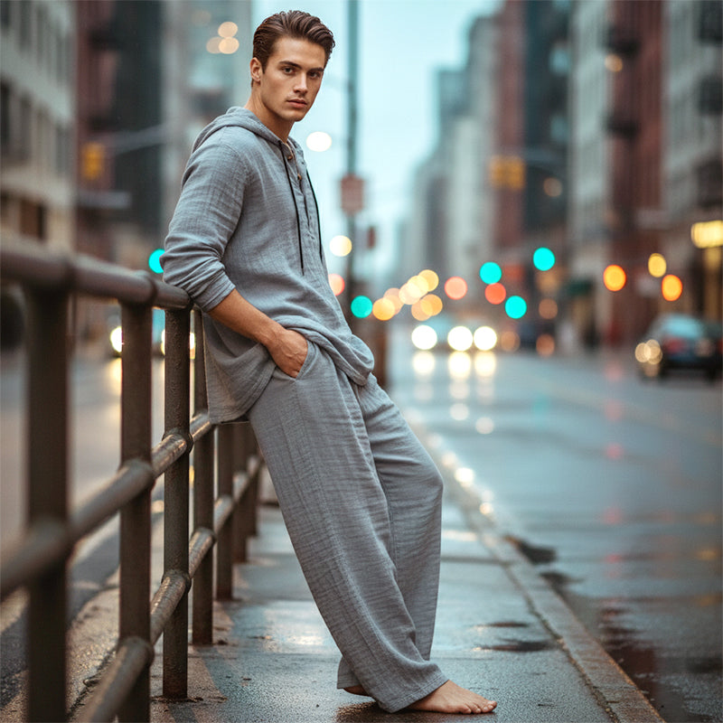 📢📢50% OFF !!!Men's Hooded Casual Loose Top & Pants 2-Piece Set
