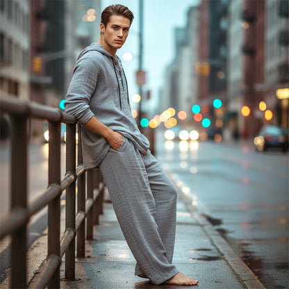 📢📢50% OFF !!!Men's Hooded Casual Loose Top & Pants 2-Piece Set