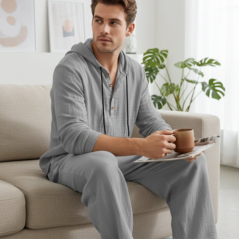 📢📢50% OFF !!!Men's Hooded Casual Loose Top & Pants 2-Piece Set