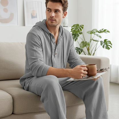 📢📢50% OFF !!!Men's Hooded Casual Loose Top & Pants 2-Piece Set
