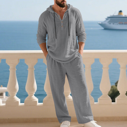 📢📢50% OFF !!!Men's Hooded Casual Loose Top & Pants 2-Piece Set