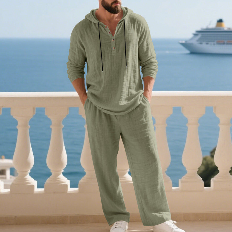 📢📢50% OFF !!!Men's Hooded Casual Loose Top & Pants 2-Piece Set