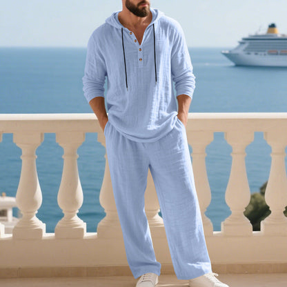 📢📢50% OFF !!!Men's Hooded Casual Loose Top & Pants 2-Piece Set
