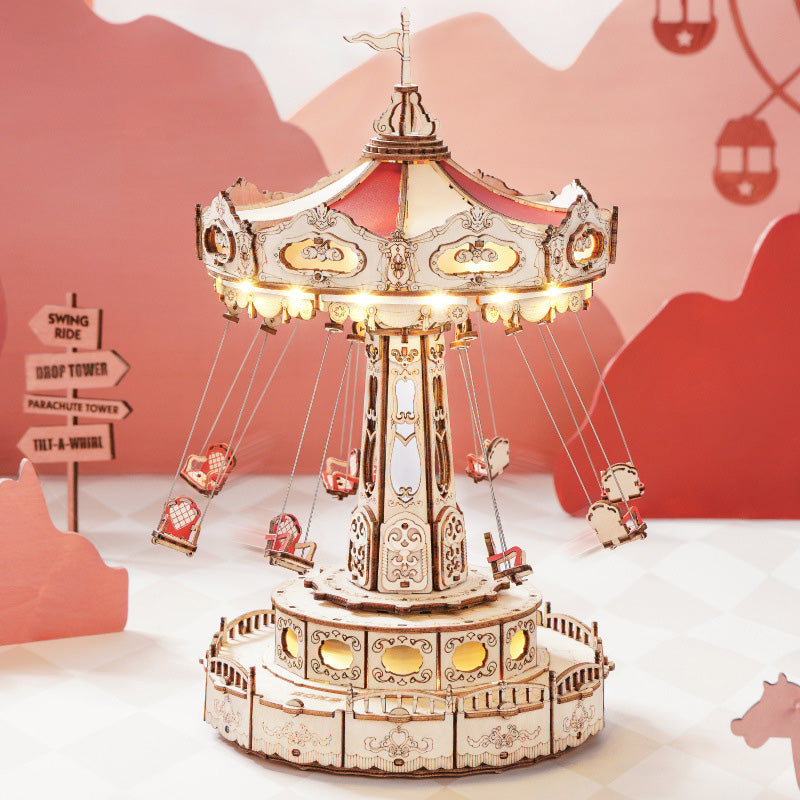 DIY Wooden Puzzles Carousel Music Box
