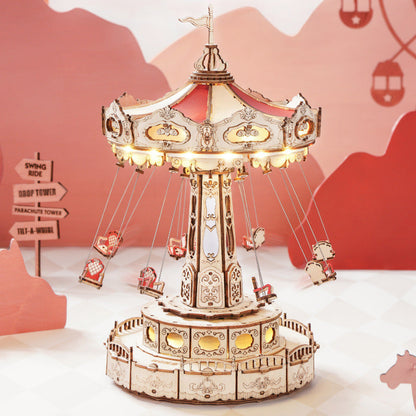 DIY Wooden Puzzles Carousel Music Box