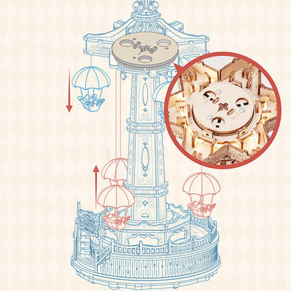 DIY Wooden Puzzles Carousel Music Box
