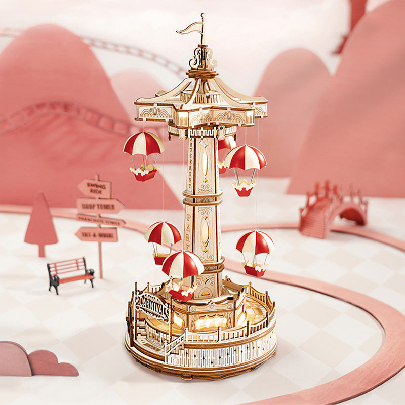 DIY Wooden Puzzles Carousel Music Box