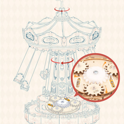 DIY Wooden Puzzles Carousel Music Box